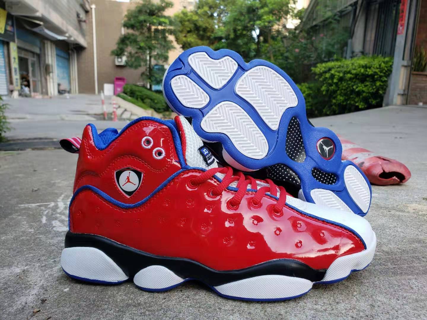 Jordan Jumpman Team II Madarick Duck Red Blue White Shoes - Click Image to Close